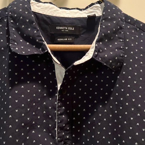 Kenneth Cole,Navy Geometric Print Button Down Shirt, 2XL, nice style - Picture 4 of 8